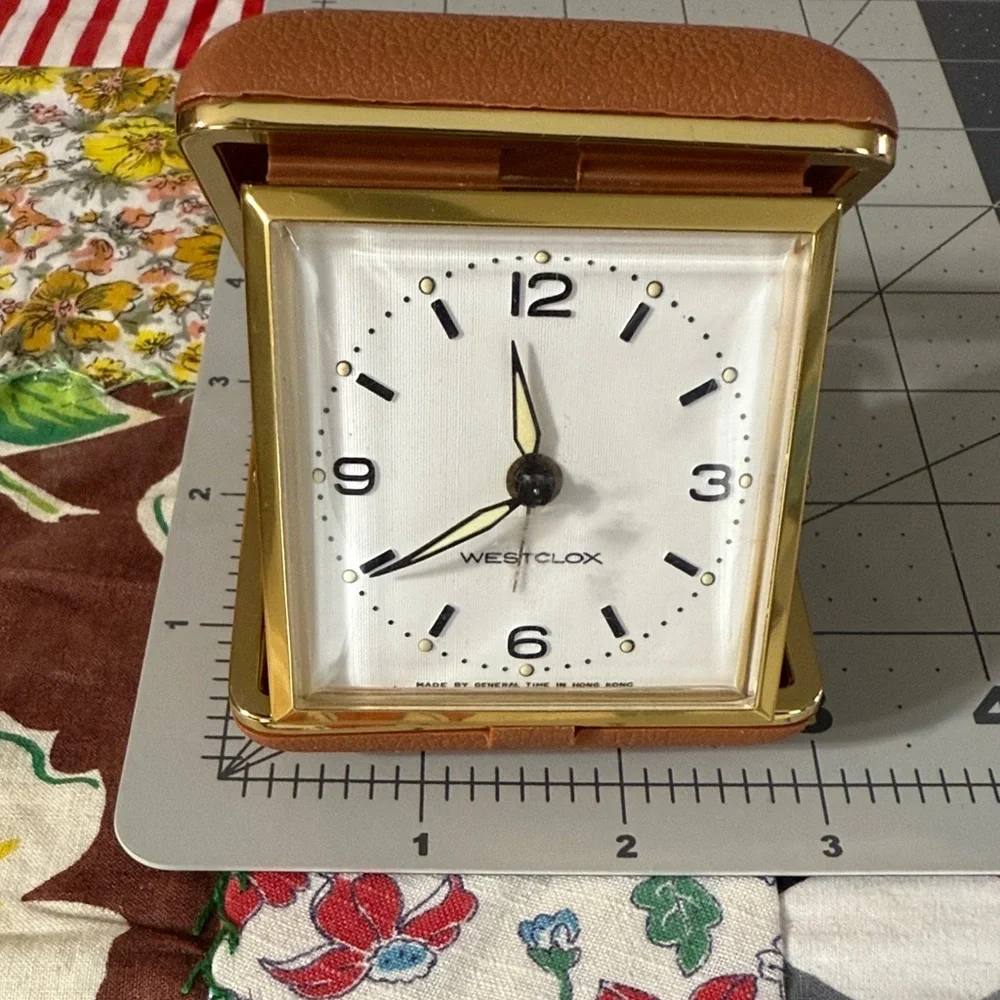 Vintage Westclox Travel Alarm Clock – Brown Case, Wind-Up, Made in Hong Kong